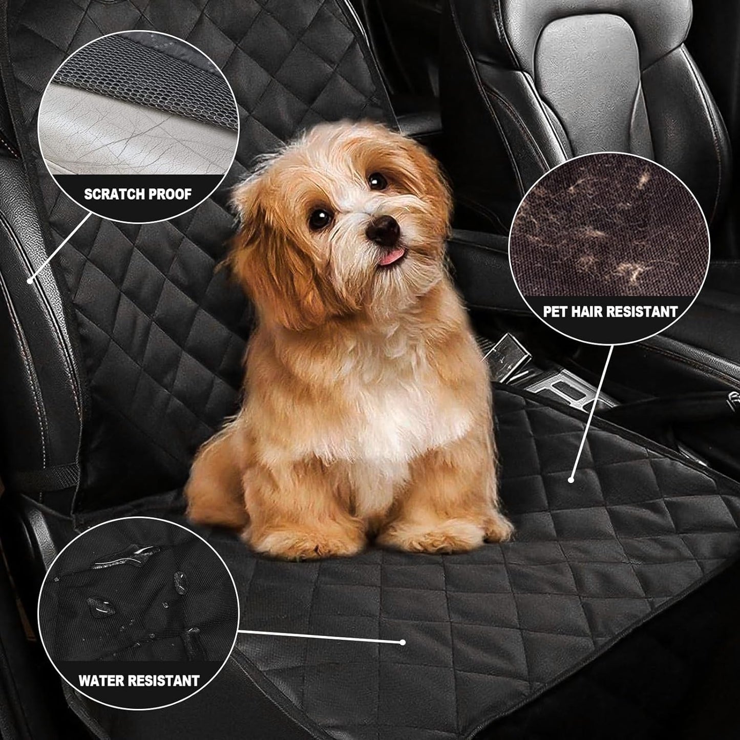 Dog Seat Cover Cars Trucks Suvs, Thick 600D Heavy Duty Pets Car Seat Cover, Waterproof & Wear-Resistant Durable Nonslip Backing & Hammock Convertible - 2 Pack